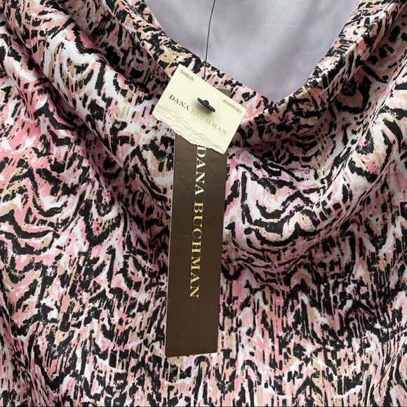 NWT Dana Buchman Cowl Neck Pink Black Abstract Animal Print XS - Picture 4 of 8